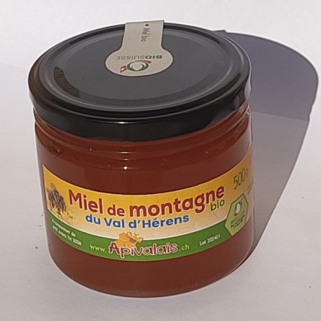 Miel de montagne Biosuisse 2024, Val d\'Hérens 500 gr