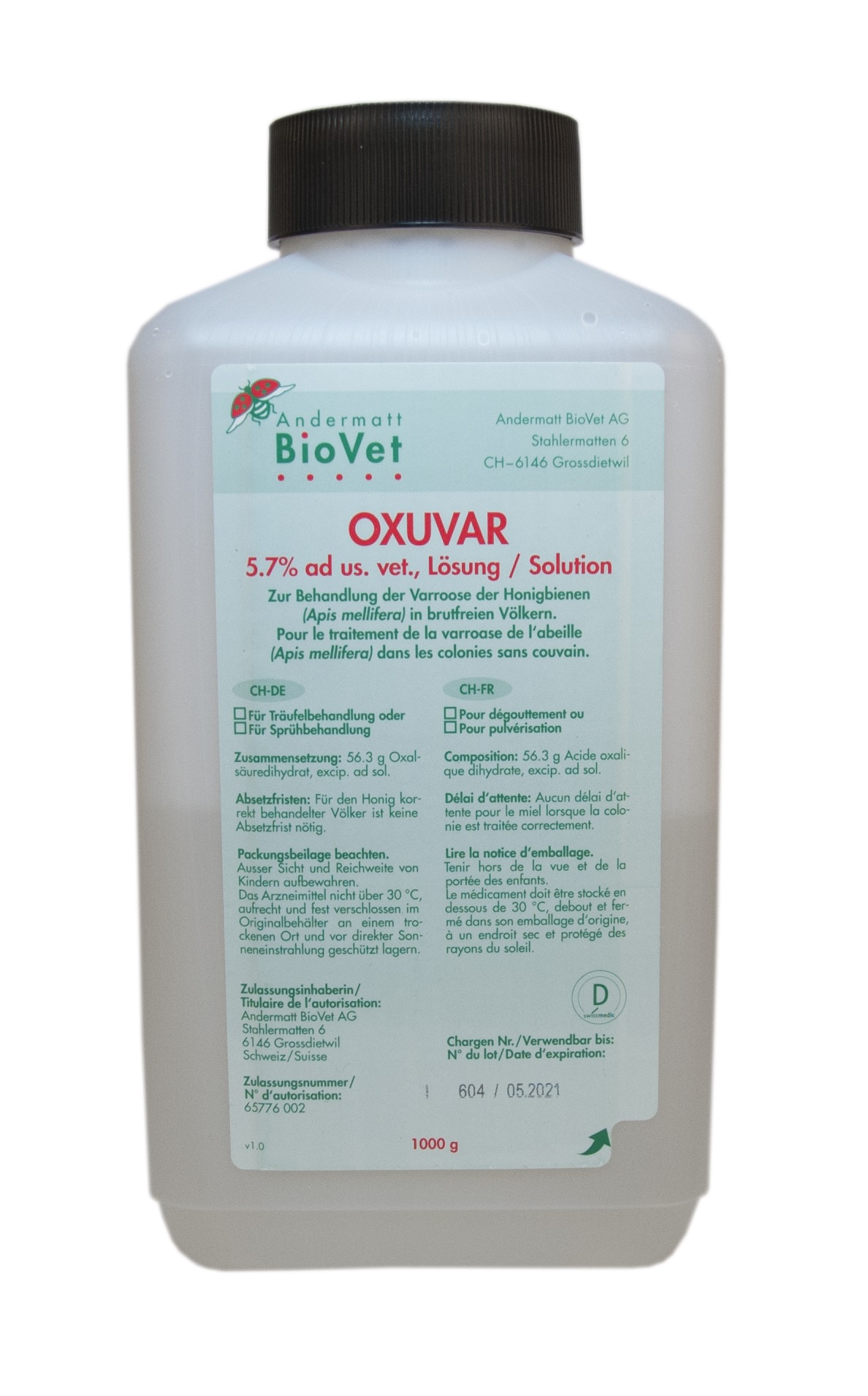 Acido ossalico OXUVAR® 5,7% ad us. vet., 1000 g - Apivalais
